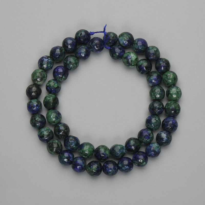 Azurite Beads, Faceted Round, 8mm, on Thread