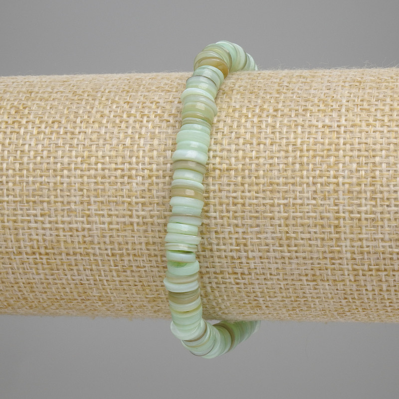 Skafarka shell rondelle bracelet, diameter 6×1–1.5 mm, length 18 cm +/- stretch