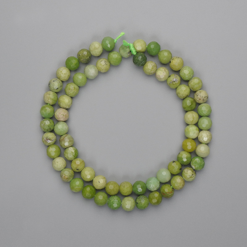 Jadeite Beads, Faceted Round 6 mm, Length 39 cm +/-