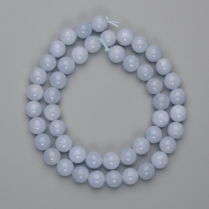 Aquamarine beads, smooth ball 8mm ±, length 38 cm ± on thread