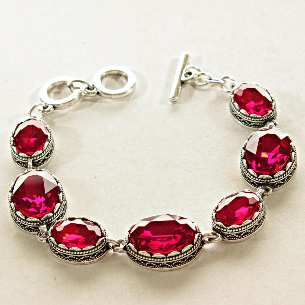 ( 15, 20 mm ) Crystal bracelet 'Czech glass' 'Ruby'
