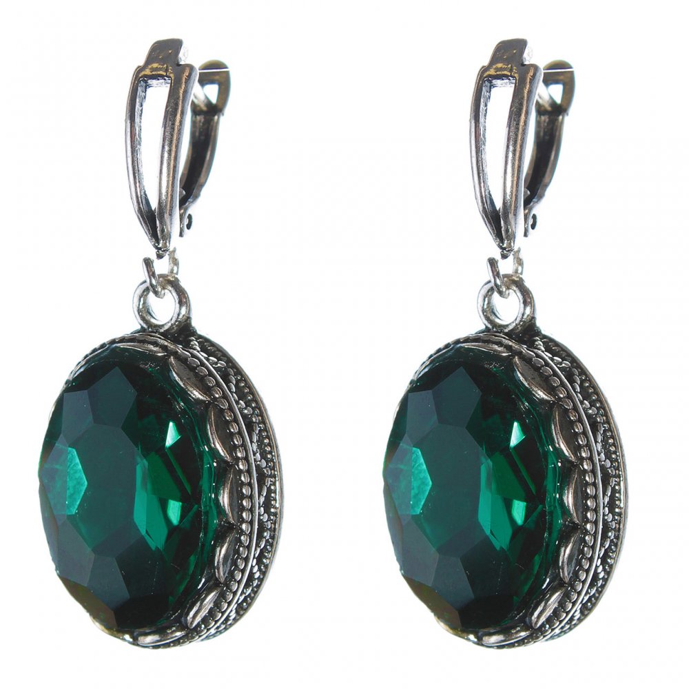 Earrings with green crystals