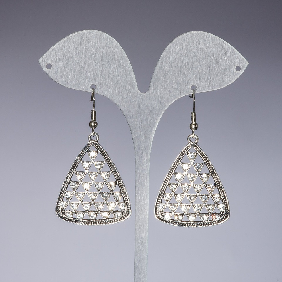Dangle earrings 'Diamond Pyramids', length 5 cm
