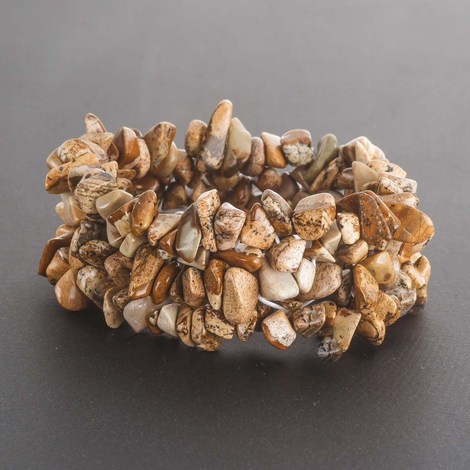 Elastic bracelet with Landscape Jasper "Stone Crumb"