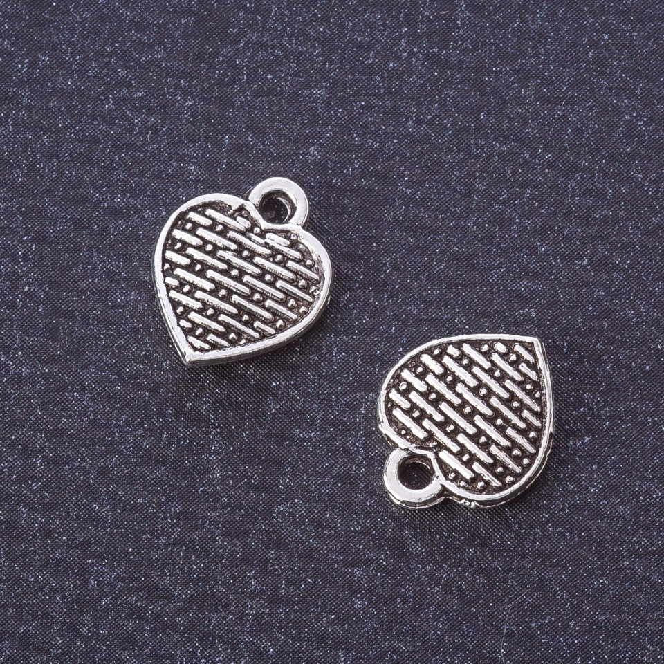 Heart-shaped flat pendant findings, metal color "Silver", Ø 13x11 mm, finish 20 g +/- 23 pcs