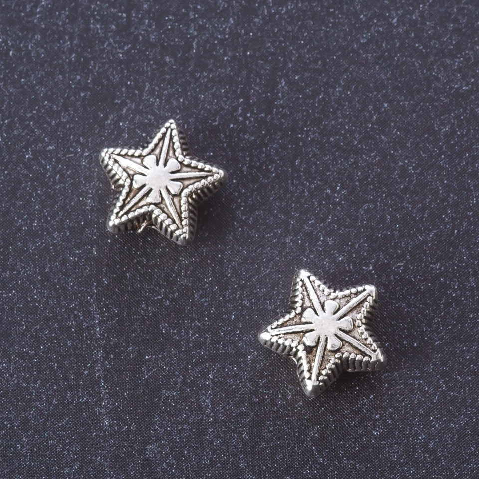 Bead Insert Star, Silver Metal Color, 1x1 mm, Packaging 20 g ± 16 pcs