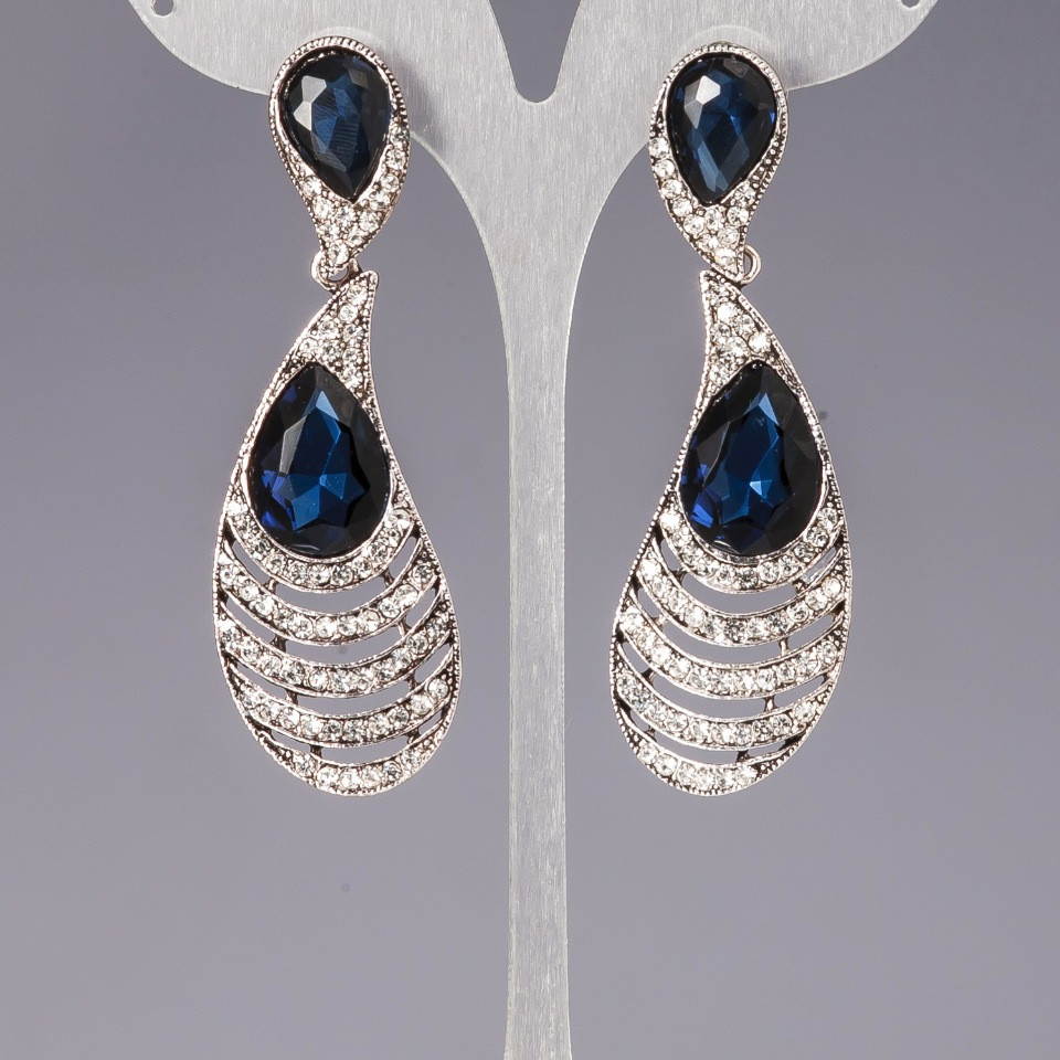 Earrings with crystals "Chandeliers" "Chandeliers" "Feather"