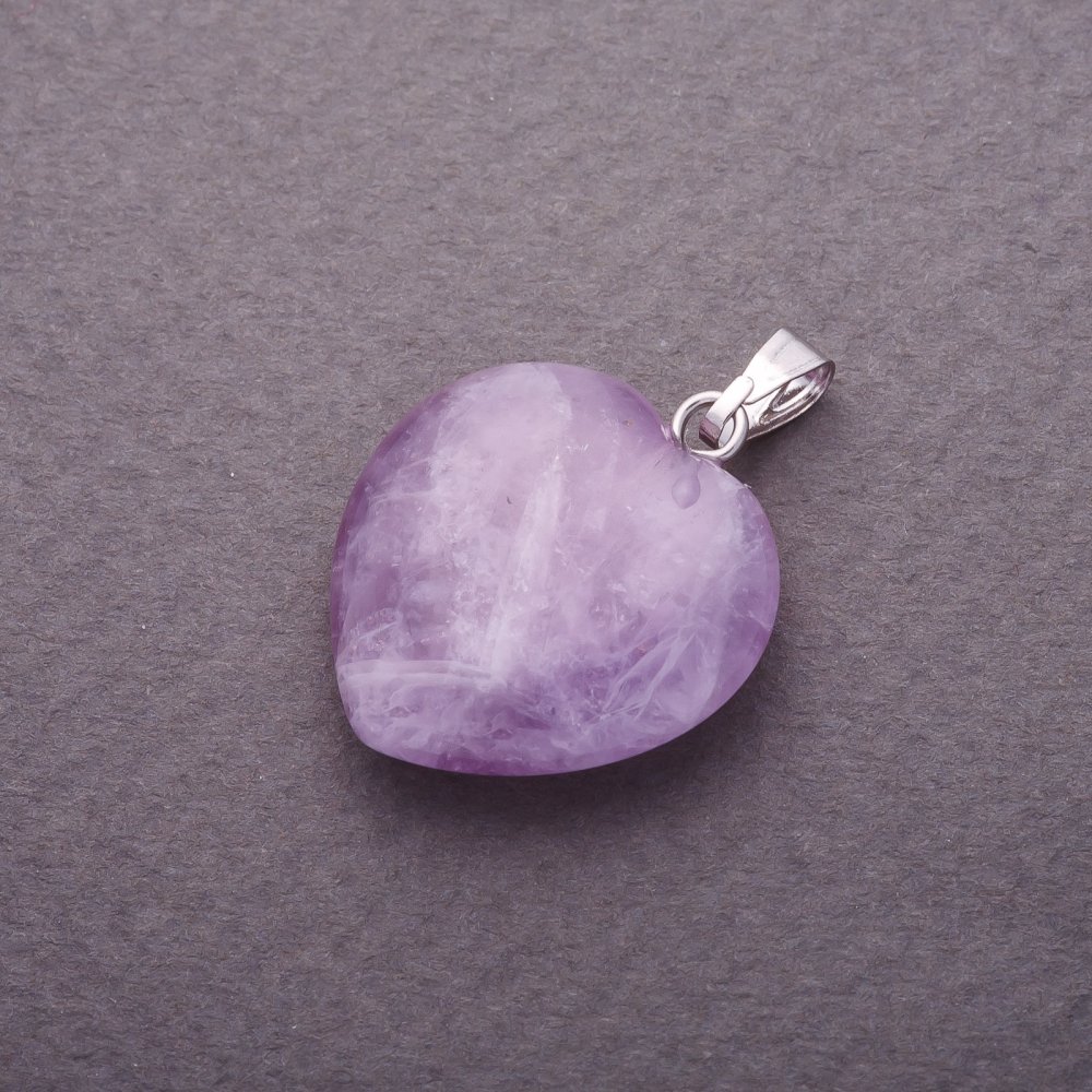 Heart Pendant with Natural Amethyst