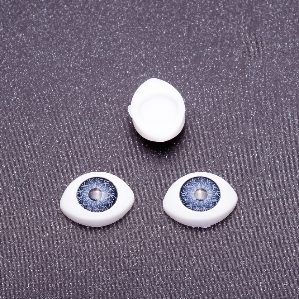 Hardware 'Live Eyes' pair, gray color, pupil, 6 mm diameter, 8×12 mm oval, 50 pairs