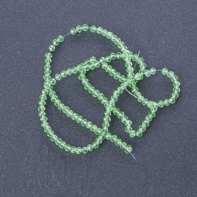 Czech Crystal Beads Transparent Light Green, 37 cm Length, 3-4 mm Diameter