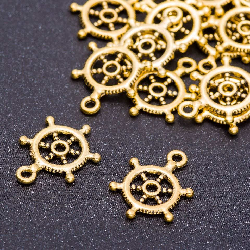 Pendant hardware 'Helm', diameter 15mm, length 20mm, hole diameter 5mm, packaging 20 g ± 21 pcs