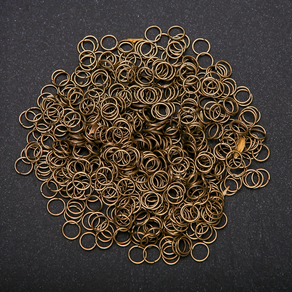 Bronze-colored connecting rings, diameter 6.5 mm, pack 30 g