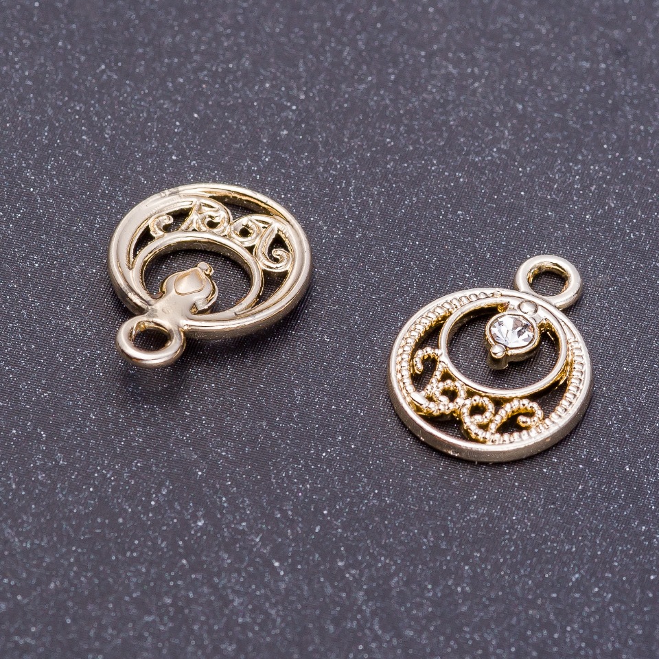 Pendant findings 'East' lemon-silver, diameter 13mm, length 17mm, hole Ø3mm, finish 7 pcs