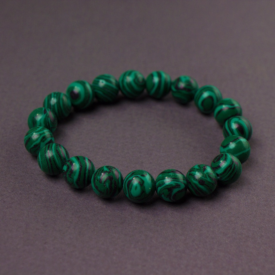 Malachite Bracelet (pressed) smooth bead, diameter 12mm