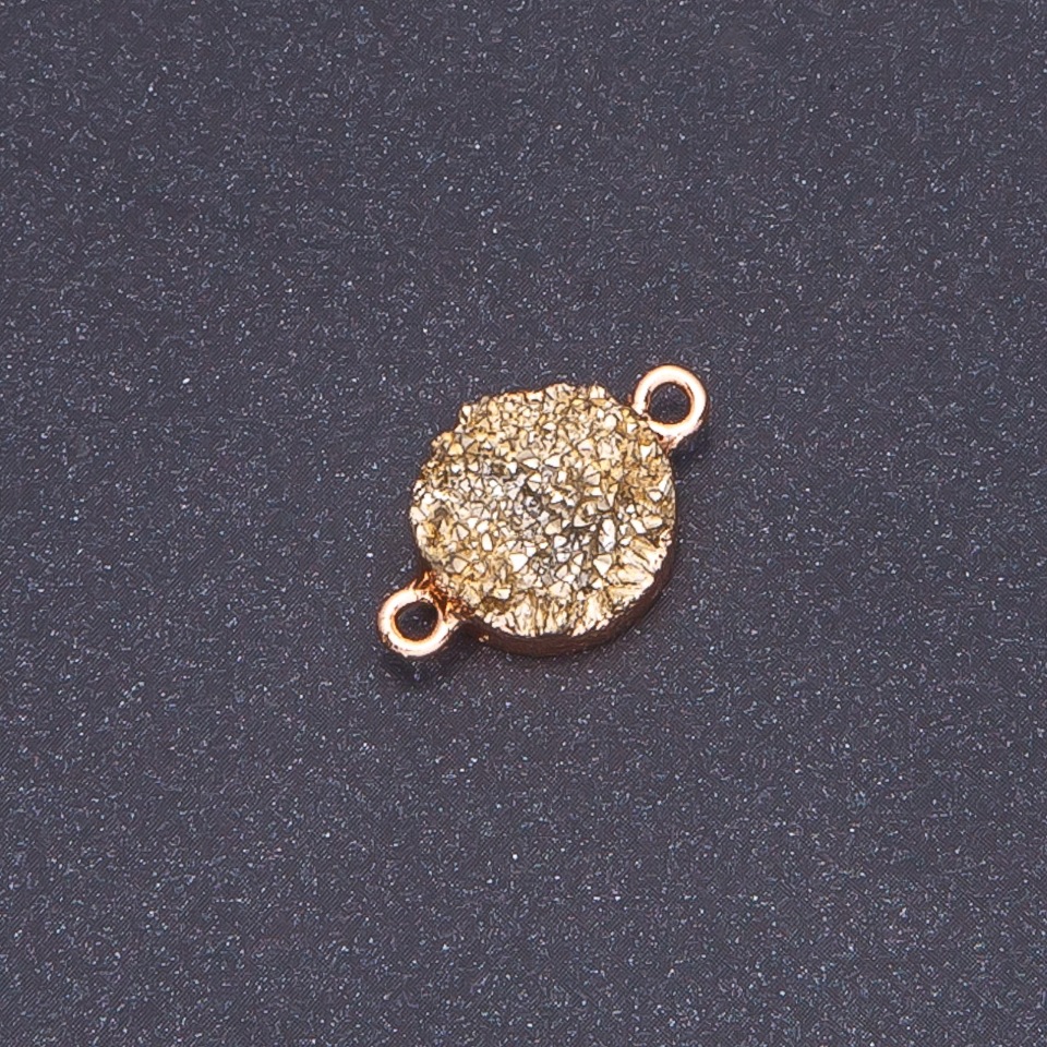 Gold Druzy Acrylic Connector, gold, diameter 14mm, thickness 3mm