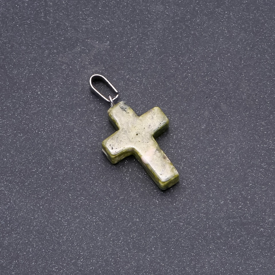 Pendant 'Cross' made of heliotrope 25×18mm