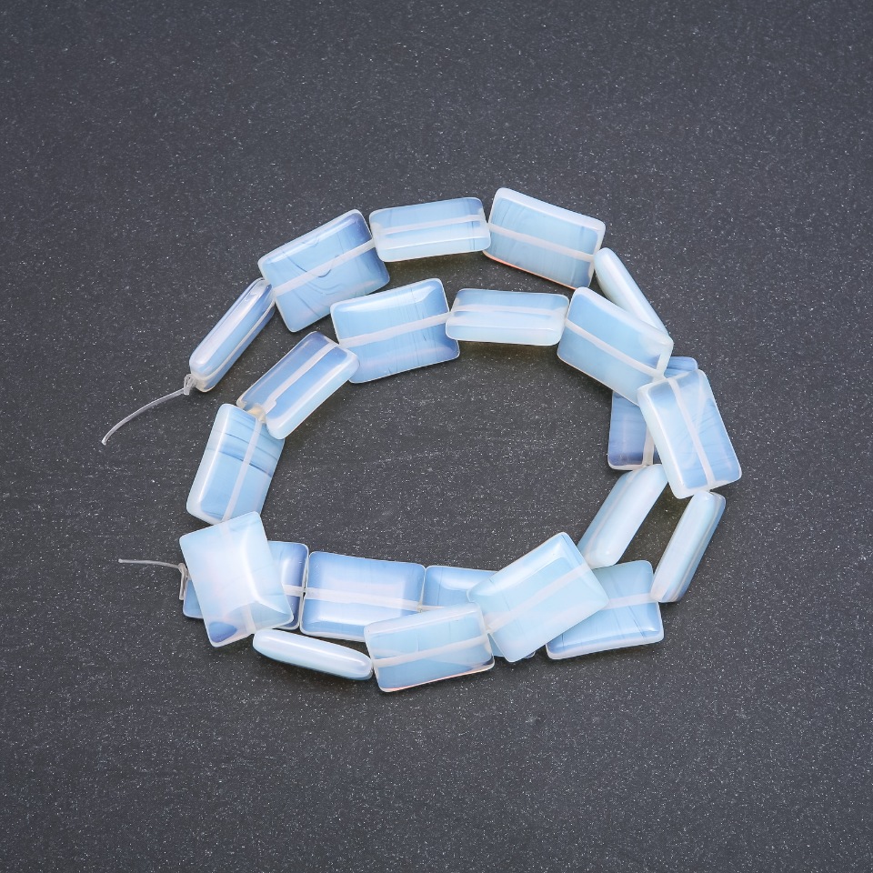 Moonstone Beads (synthetic) Rectangular, 13x18x4 mm, strand length 39 cm