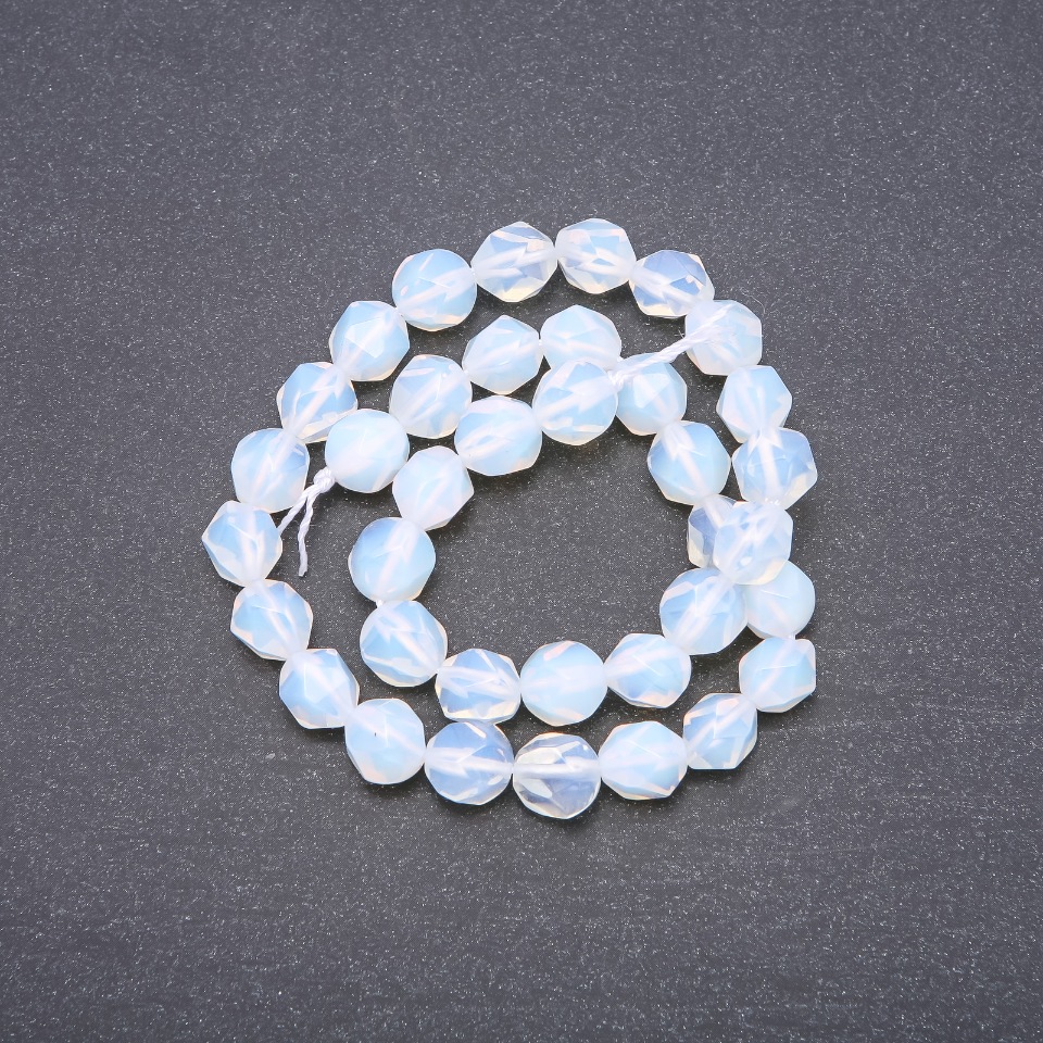 Moonstone (Synthetic) Multifaceted Beads, 8x10 mm, 40 cm strand