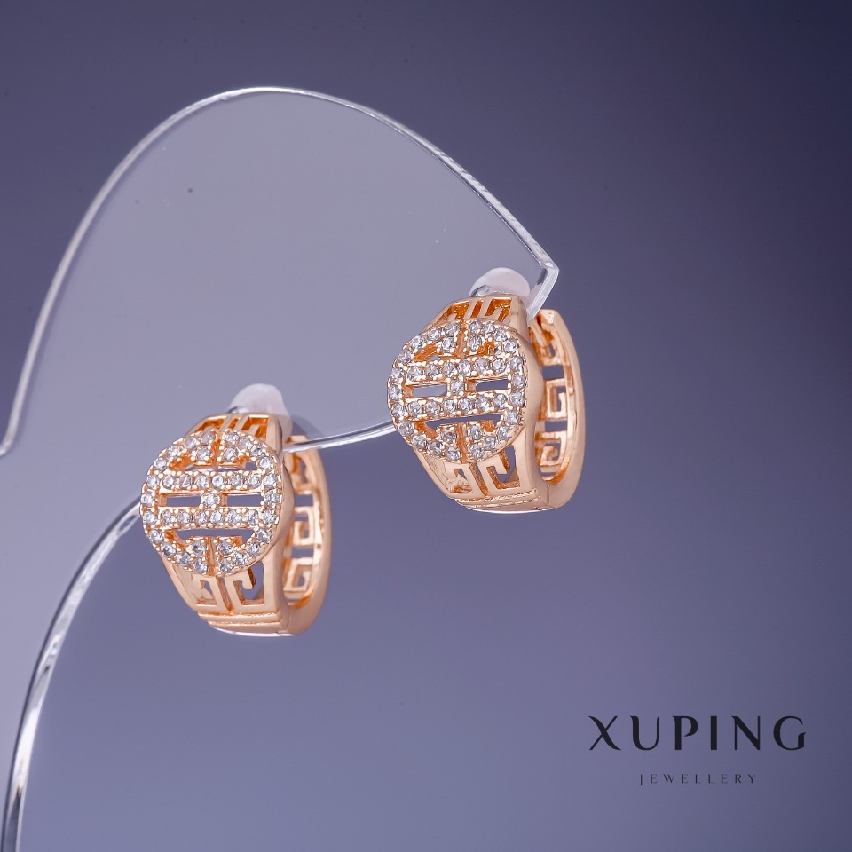 Earrings Xuping 13x10mm '18K Gold Plating' with White Crystals