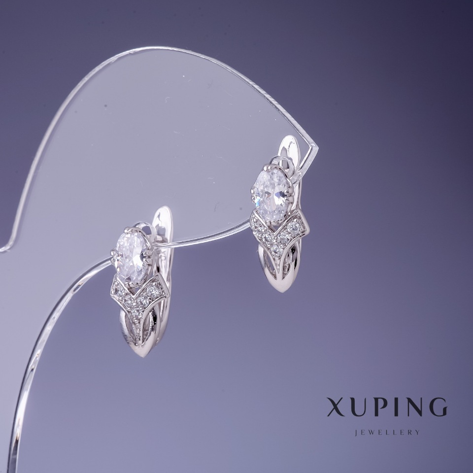 Earrings Xuping Tulip 15x8mm Rhodium