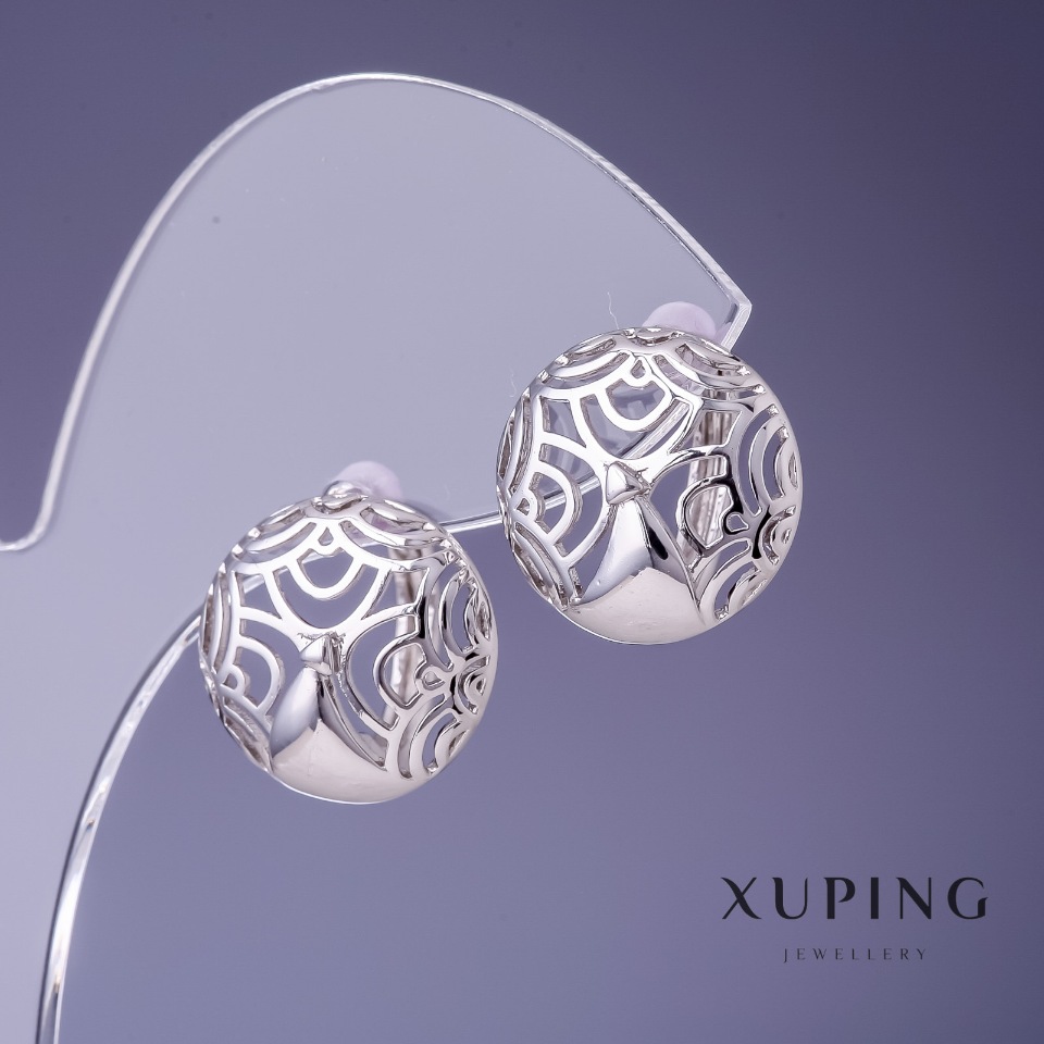 Xuping 15mm Rhodium Earrings