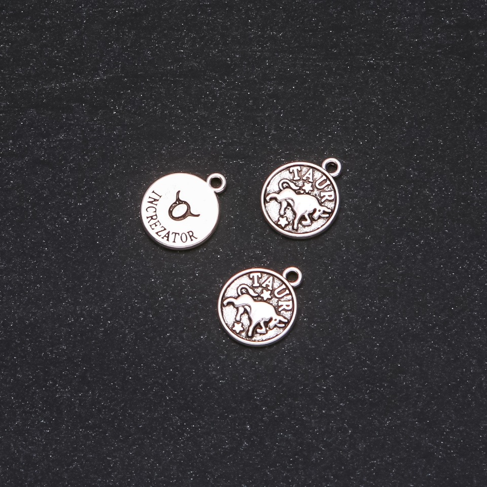 Pendant findings Zodiac Taurus, 12 mm diameter, packaging 20 g ± 19 pcs
