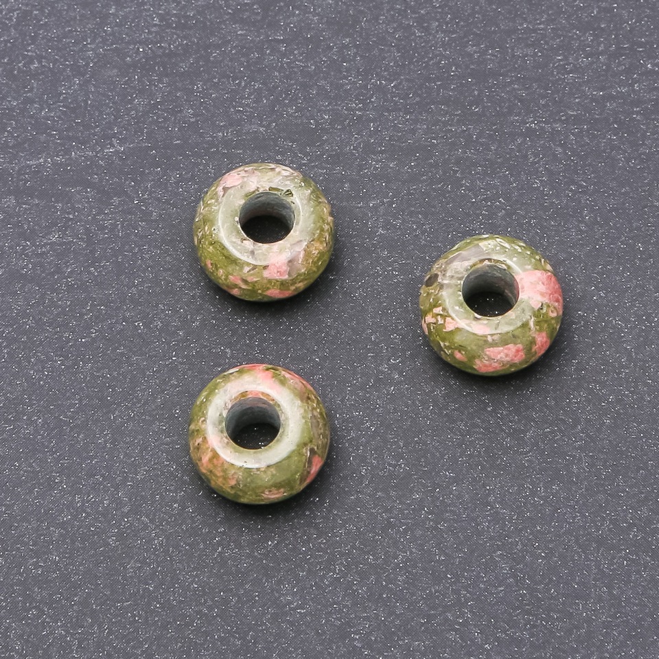 Pandora bead with natural heliotrope 14x8mm, hole diameter 5.5 mm+