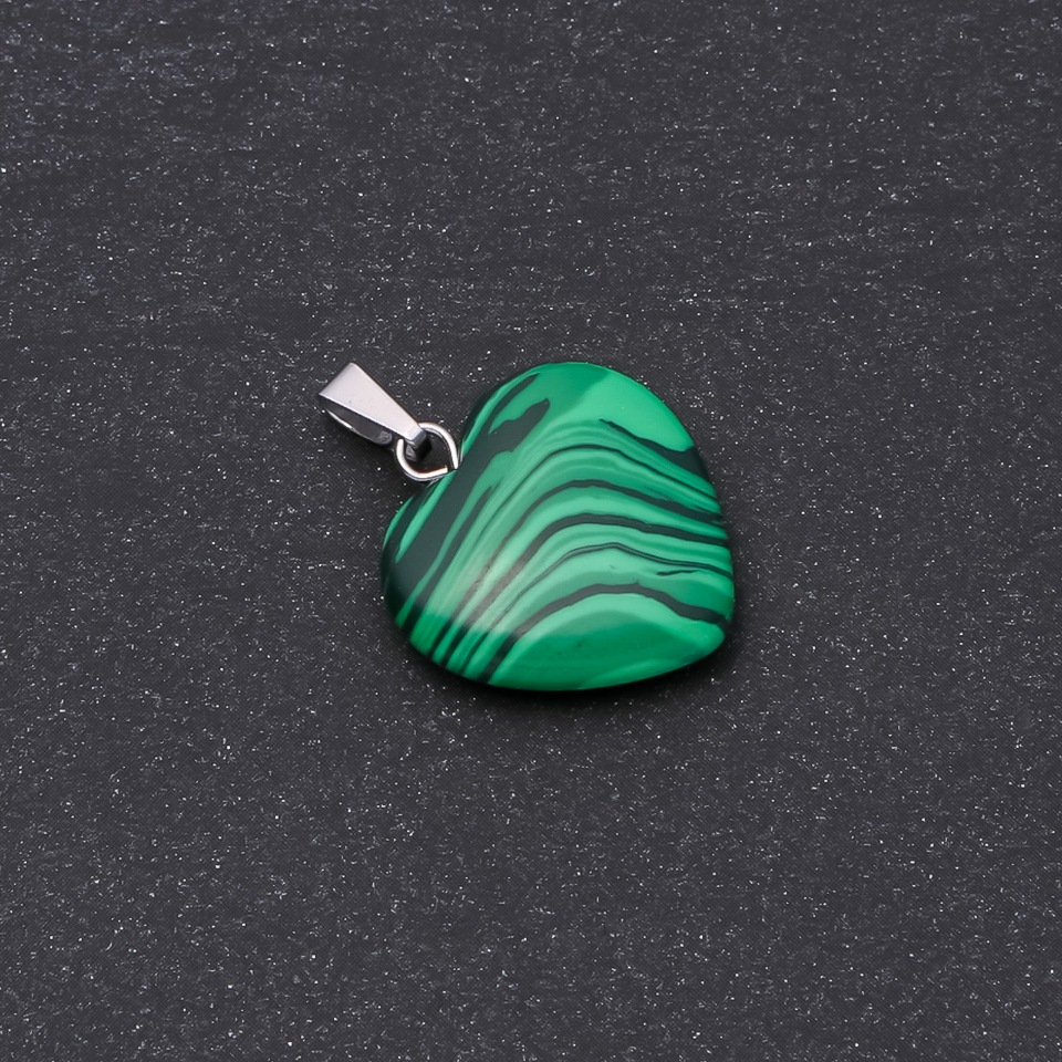 Malachite Heart Pendant (pressed) 19x19x26mm