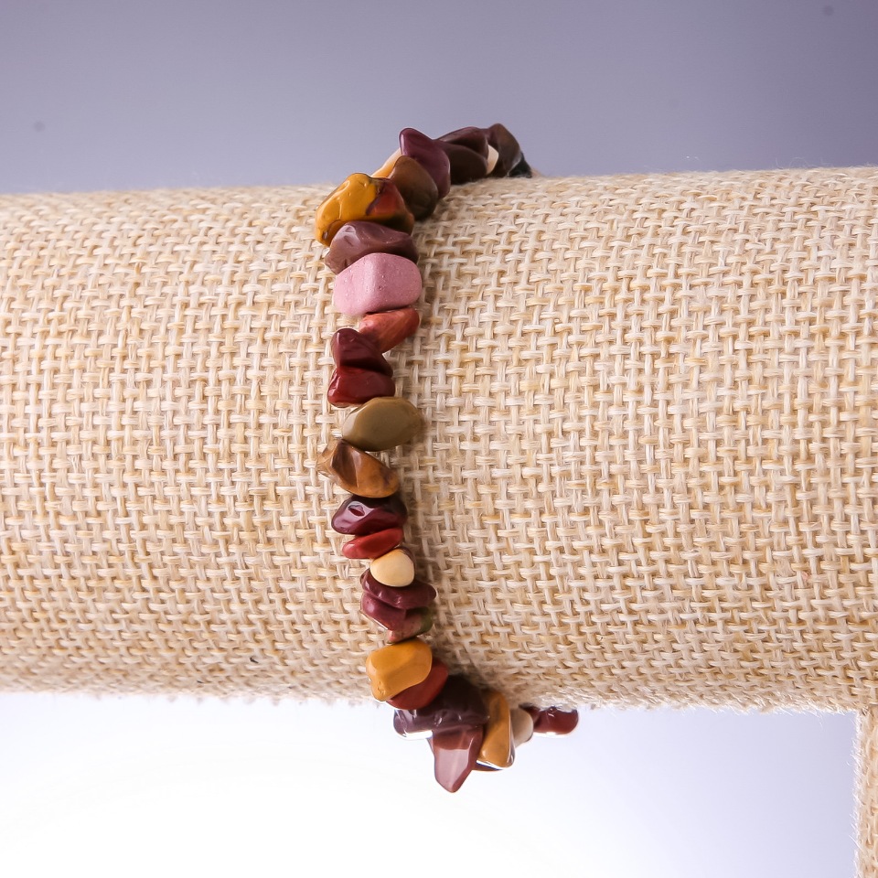 Mookaite Jasper Bracelet 8mm Chip Beads on Elastic