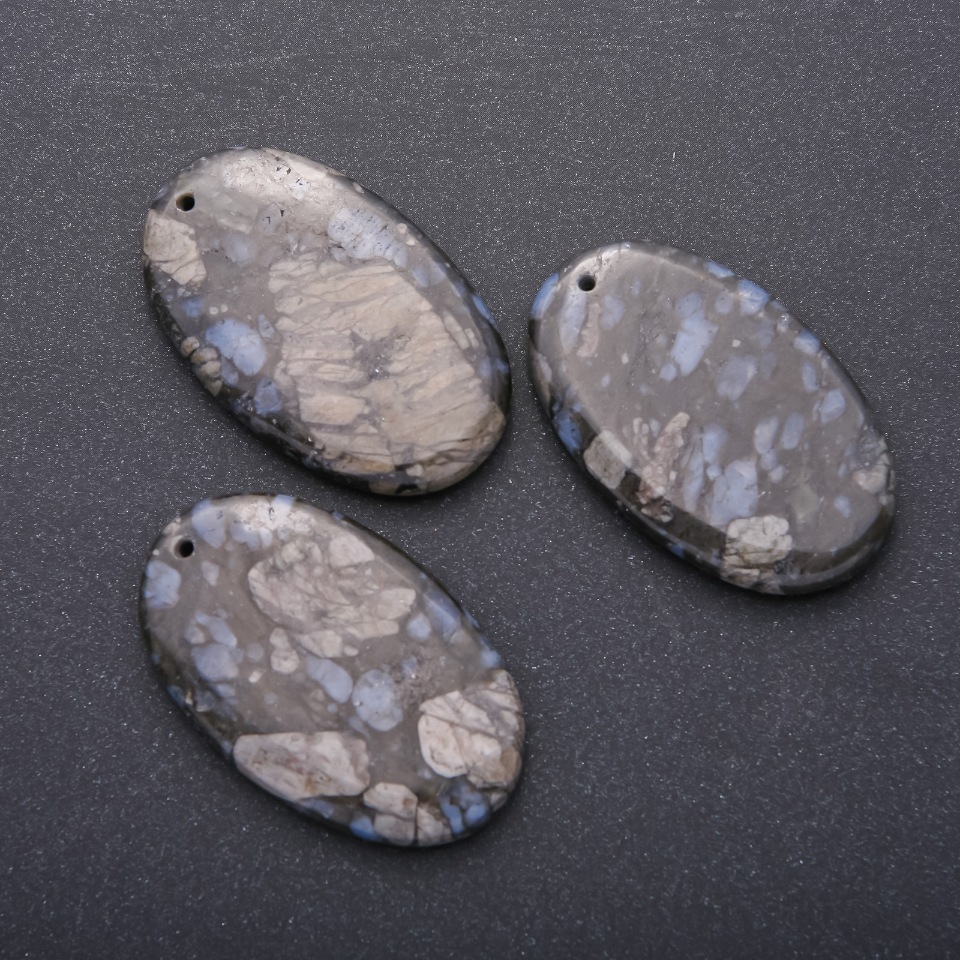 Natural Jasper Stone Pendant, Oval 55x35 mm