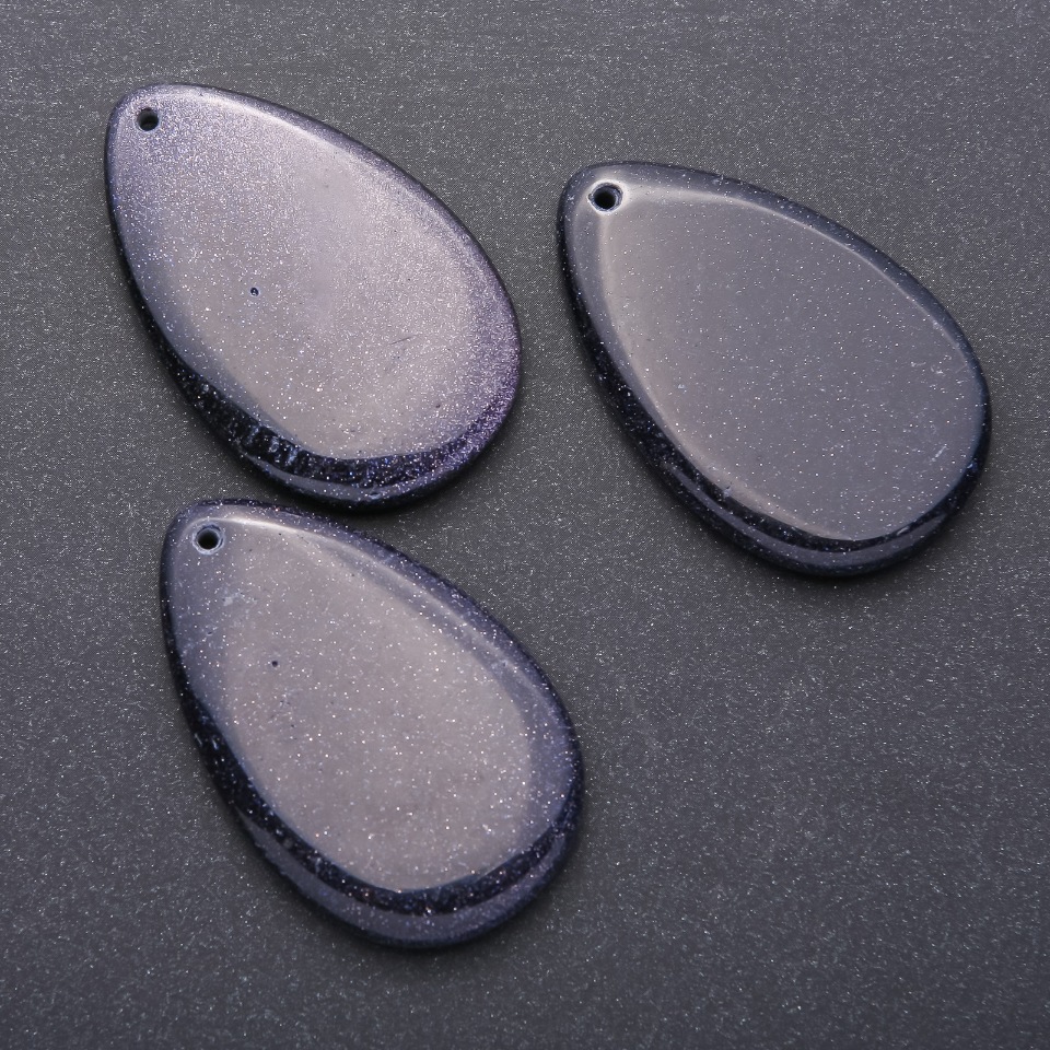 Pendant with natural Aventurine Blue Sand 'Night of Cairo' drop 55×35 mm