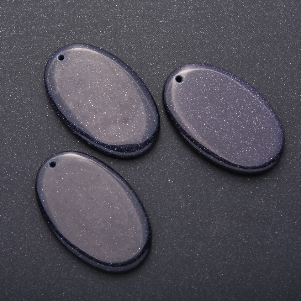 Blue Sand Aventurine Pendant 'Night of Cairo' Oval 35x55mm