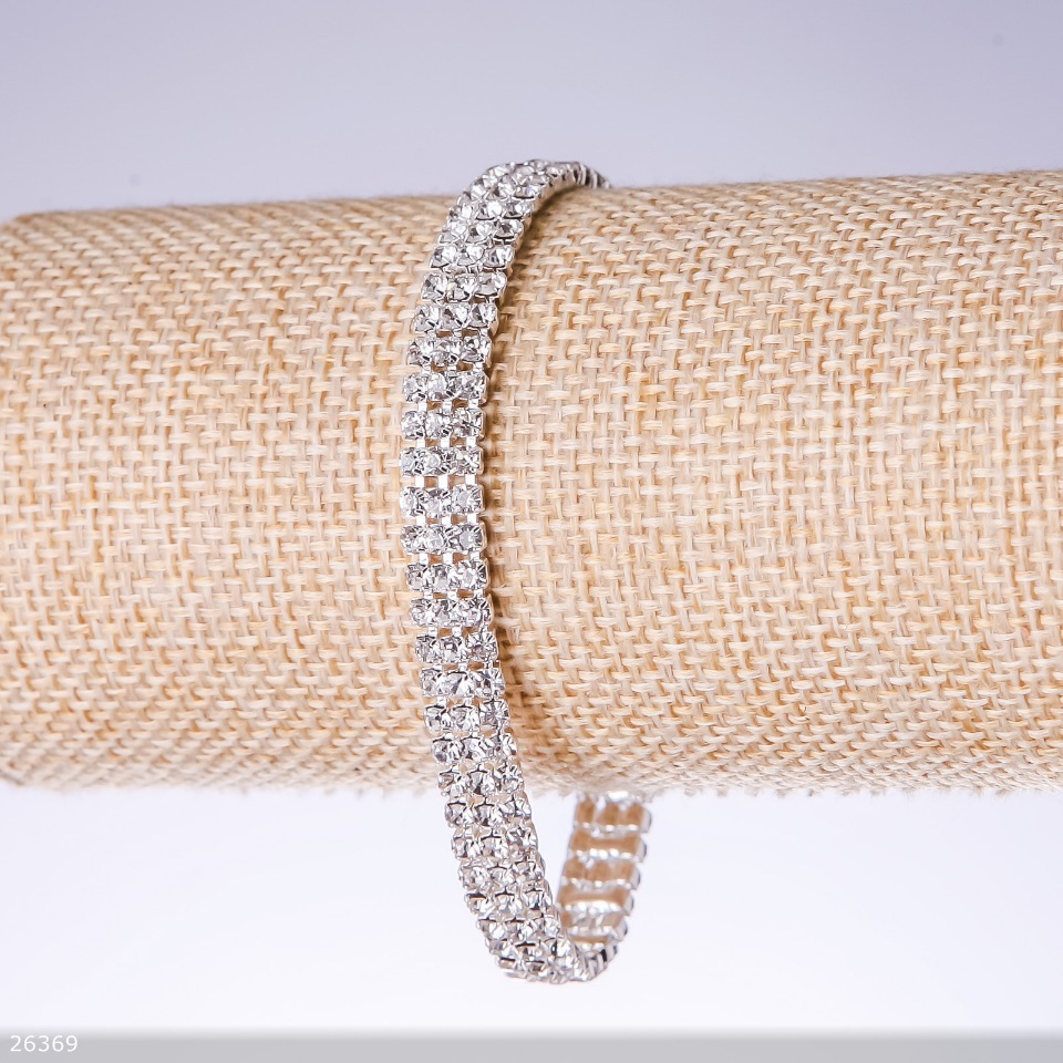 Three-row crystal bracelet 'white', width 7 mm, length 19 cm 'silver'