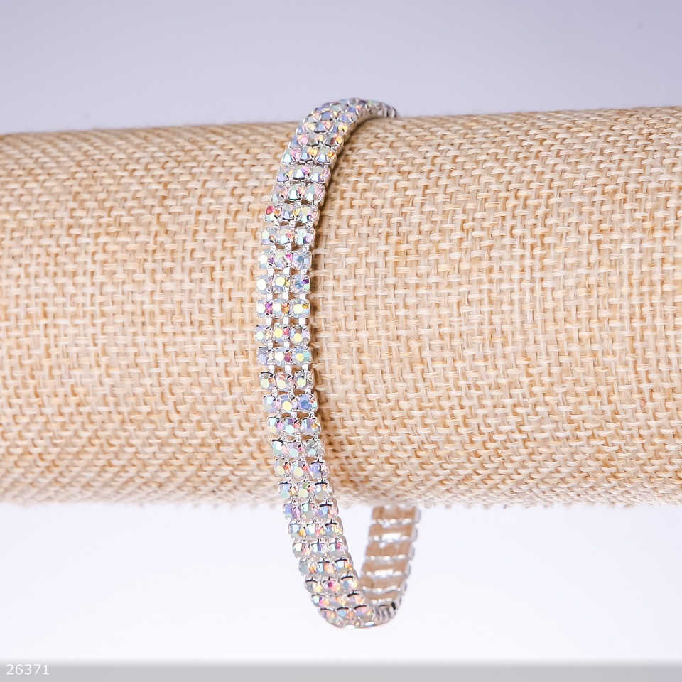 Three-row rhinestone bracelet 'Chameleon', width 7mm, length 19cm 'Silver'