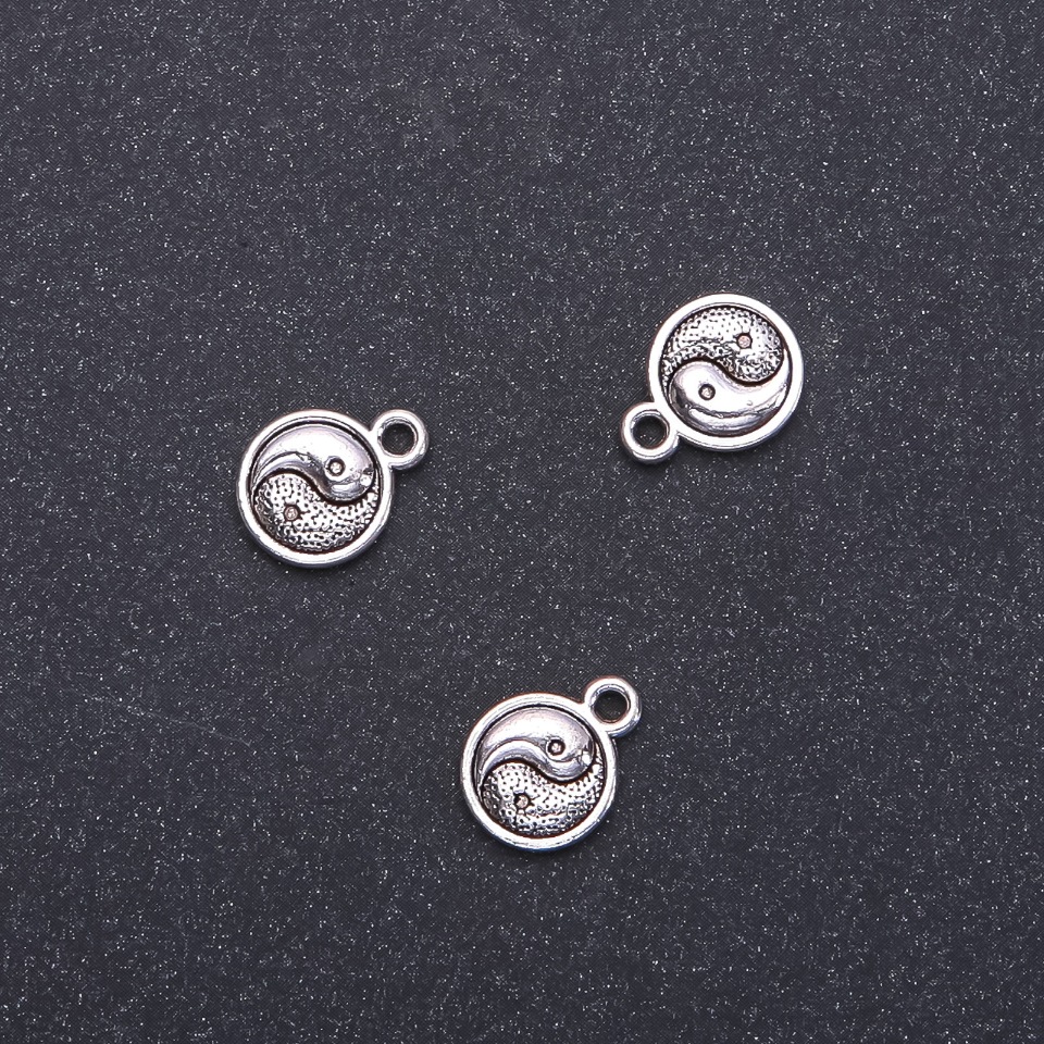 Yin-Yang Pendant Finding, 10 mm diameter, 13 mm length, hole diameter 1.9 mm, packaging 20 g, 30 pcs (+ -)