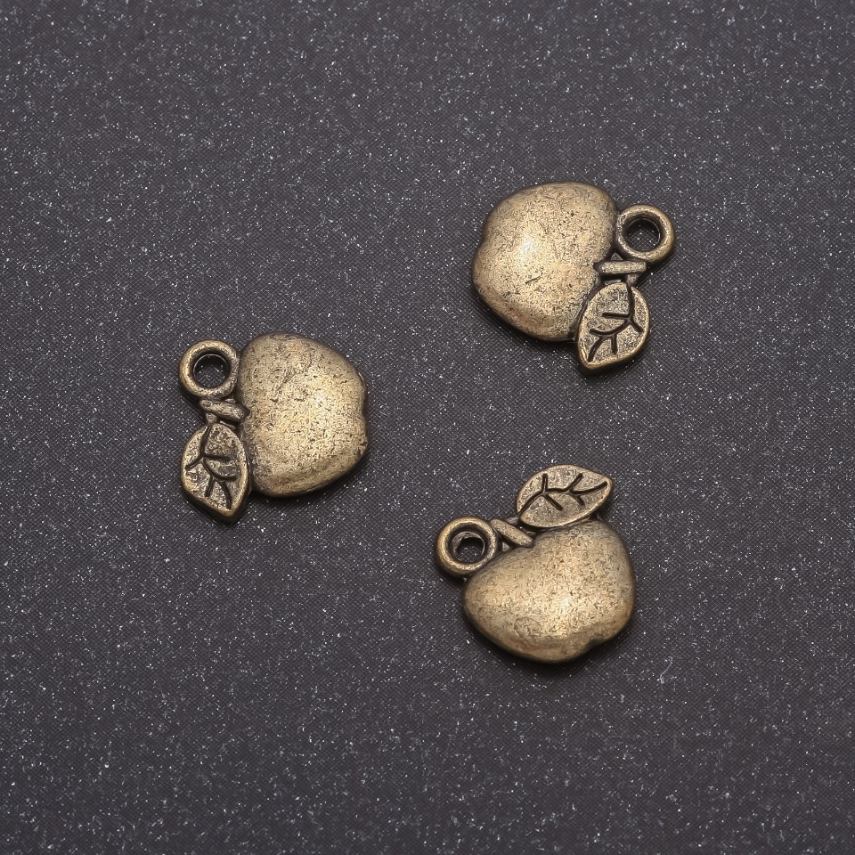 Bronze Apple Pendant, 11×11 mm, bore 1.5 mm, pack size 20 g ± 24 pcs