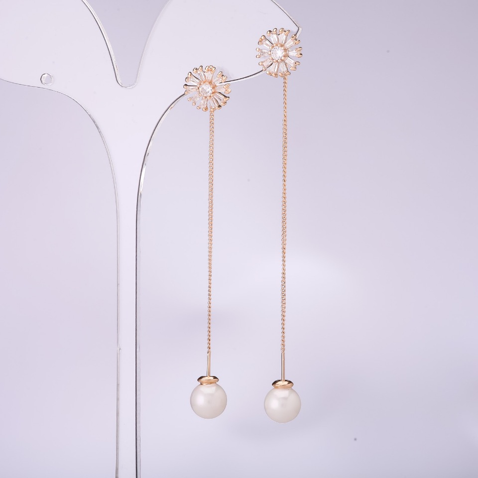 Long stud earrings, 925 Majorca series, 10 mm diameter, 80 mm length, gold plated