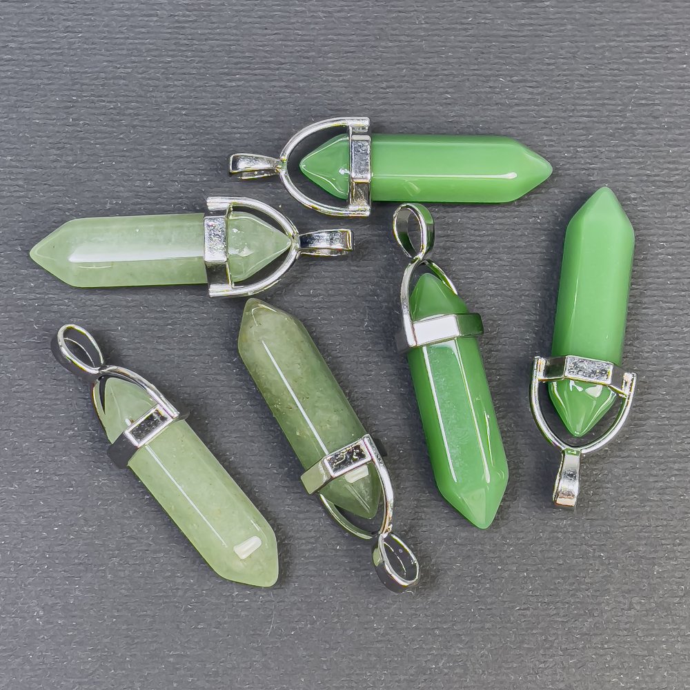 Hexagonal Nephrite Stone Pendant 4 cm