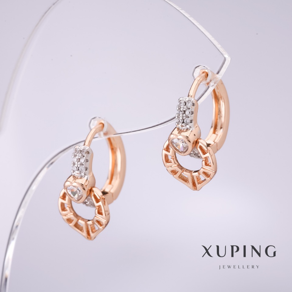 Xuping Earrings with White Crystals 13x9mm 18k Gold