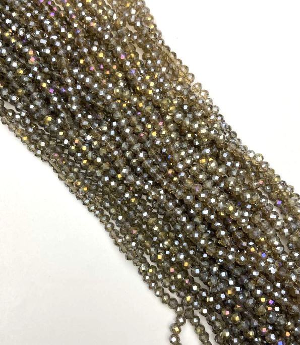 Czech Crystal Beads Transparent with Benzine Finish 'Rondelle', 6x4 mm, 40 cm strand