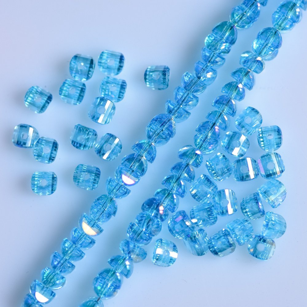 Crystal Beads in Swarovski Style Blue with 'Gasoline' Finish, Diameter 2.5×4 mm, Thread Length 48 cm
