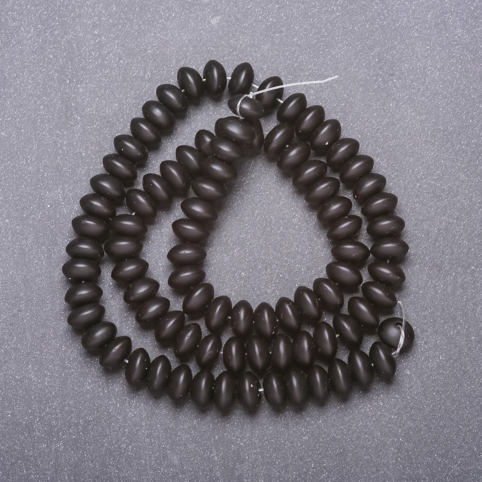 Shungite beads on thread (synthetic) smooth rondelle, 8×5 mm, length 38 cm