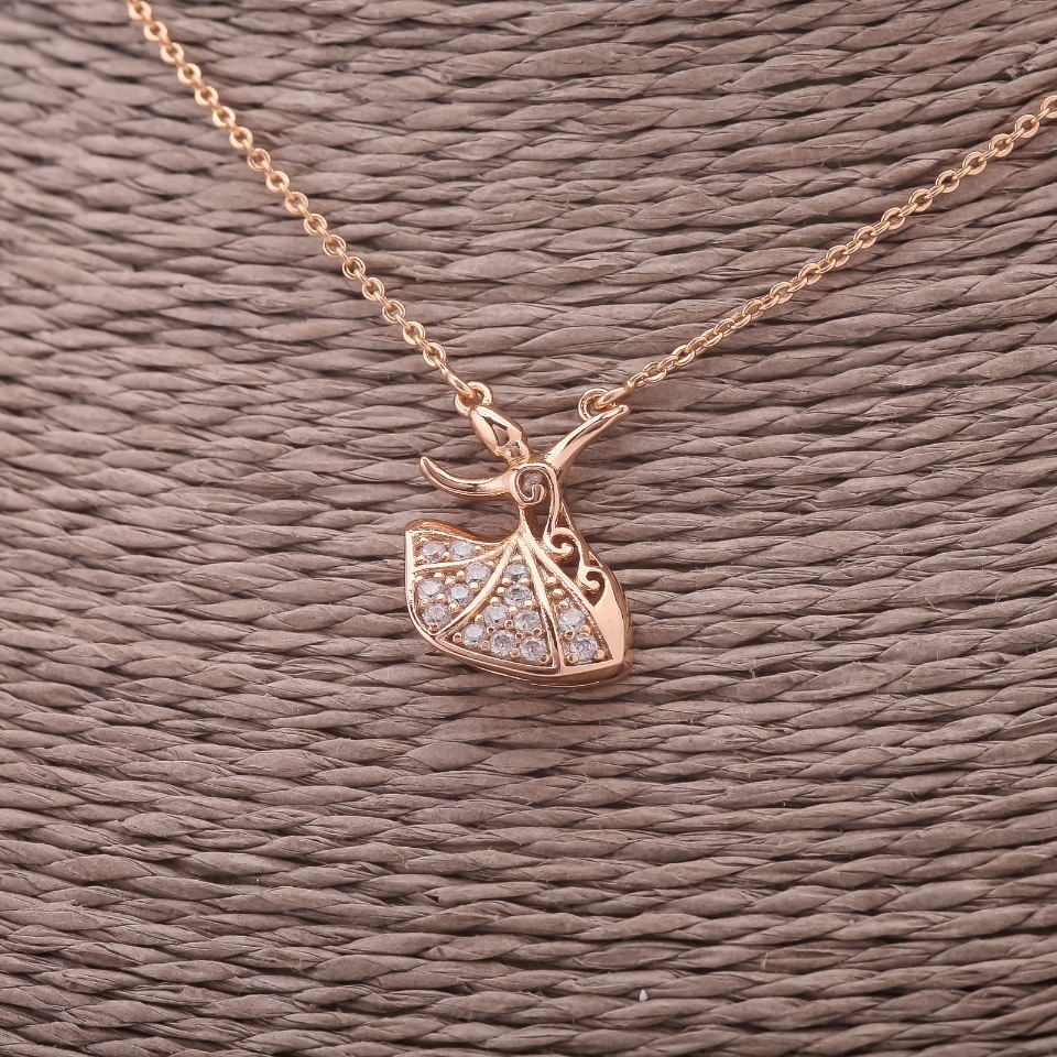 Xuping Chain with Pendant "Dancer" 13×18mm, Anchor Chain, 1.4 mm Thick, Length 44–48 cm, Gold Plated