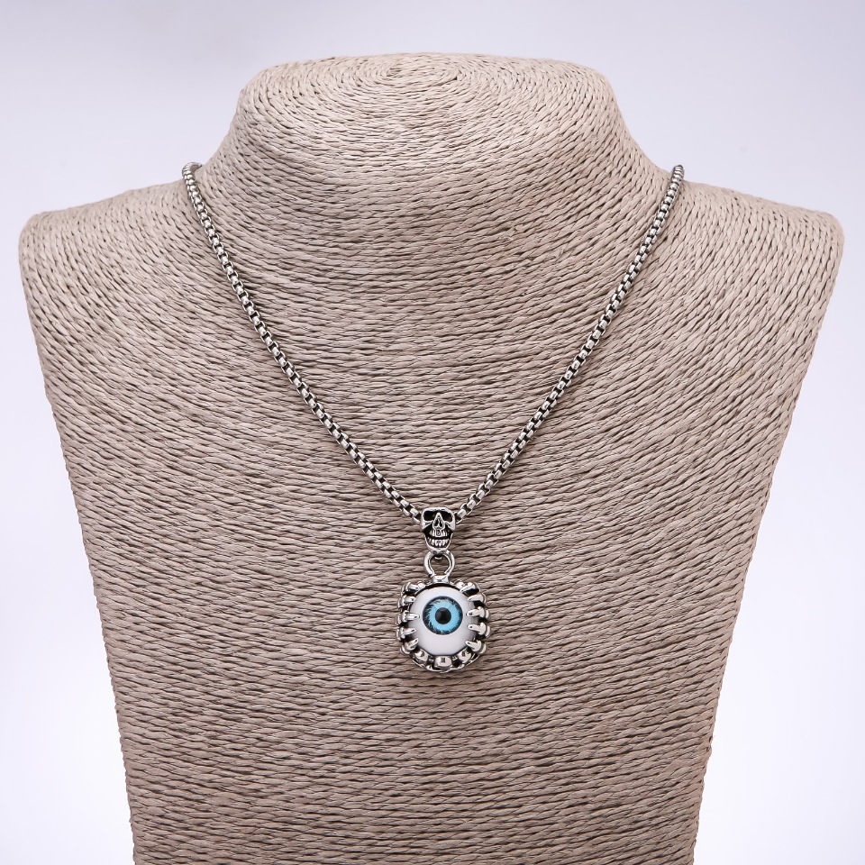 Eye Pendant in Goth-Punk Style on Chain, 22×25 mm, 65 cm