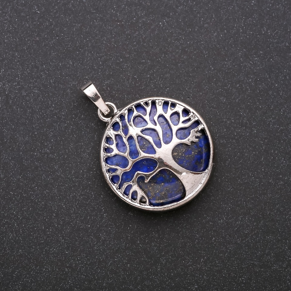 Lapis Lazuli Pendant in Bezel Setting 'Tree' 28mm