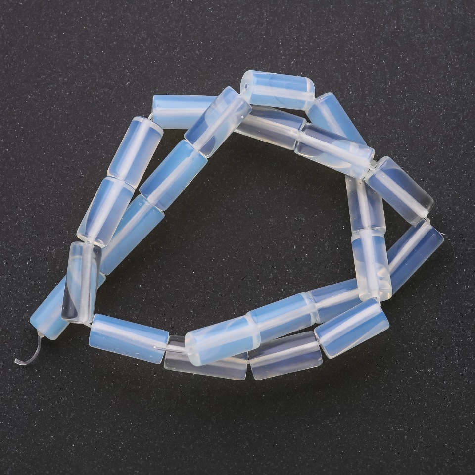 Moonstone beads on thread (synthetic) Cylindrical, 8×16 mm, 38 cm length