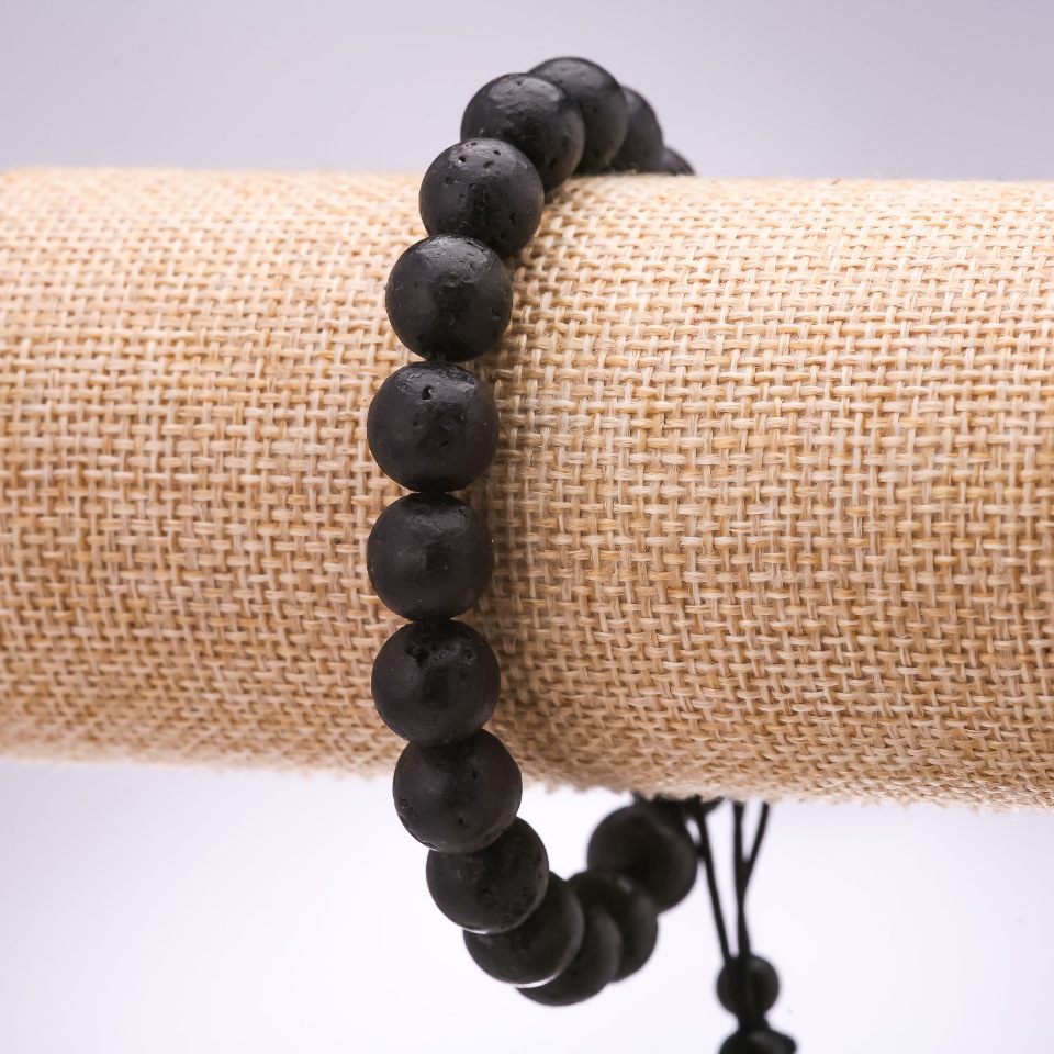 Lava bracelet, 10mm diameter, 18-24 cm length, adjustable