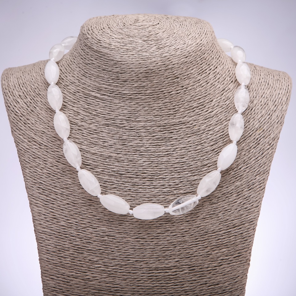 Rock crystal necklace with bicones, 10×20 mm diameter, 43 cm length