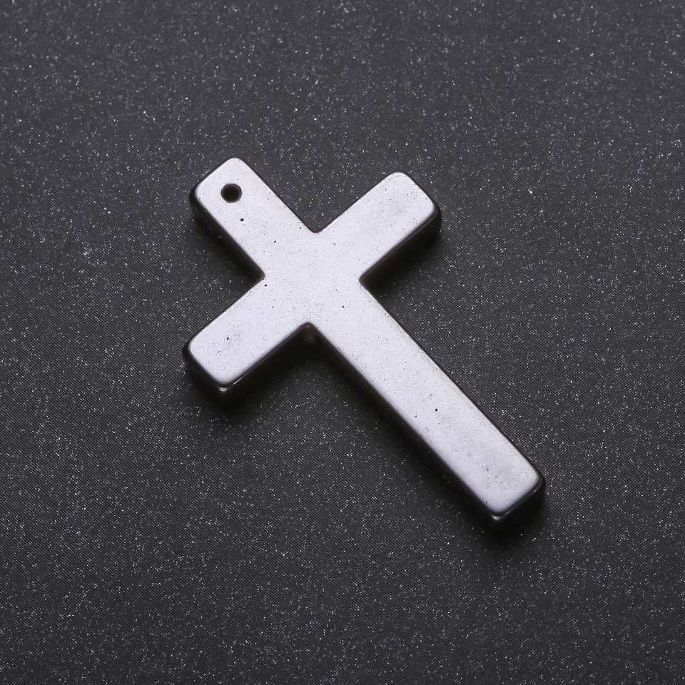 Hematite Cross Pendant 27×43×4 mm