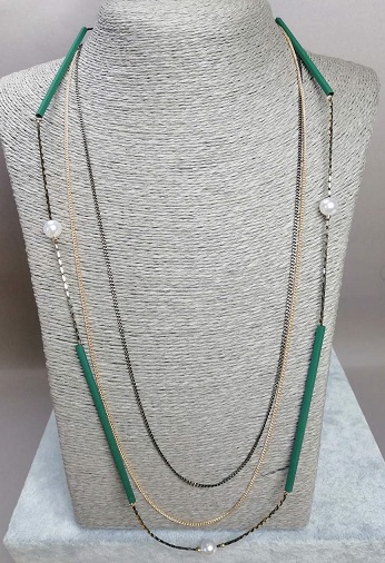 Necklace 'Allegory' with hi-tech chains, length 90 cm